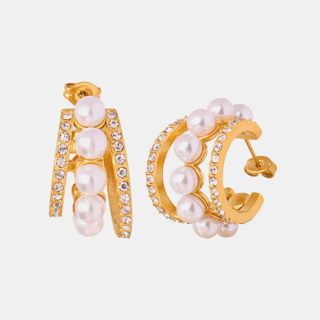 Pearl Titanium Steel C-Hoop Earrings - V.I.P Digital Presence