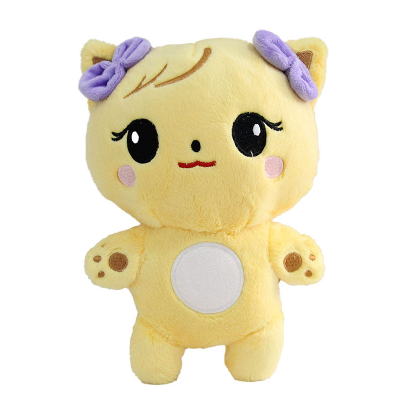 Lindos muñecos de peluche de pato amarillo, oso y conejo morado