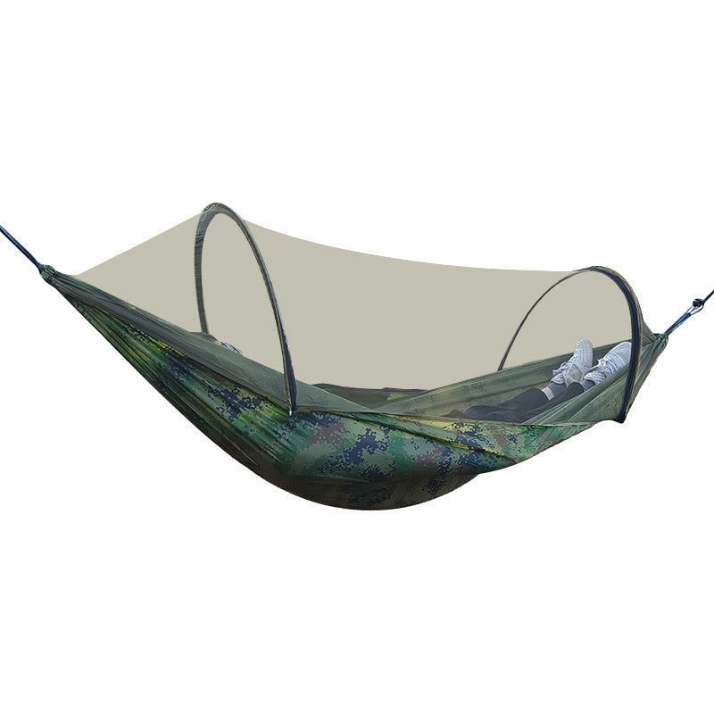 Hamaca con mosquitera de apertura rápida y automática para acampar al aire libre, hamaca con mosquitera de nailon antivuelco