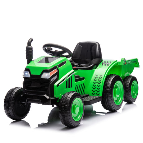 12V children ride the electric tractor "Black Knight" with a detachable storage tugboat and power display screen. - V.I.P Digital Presence