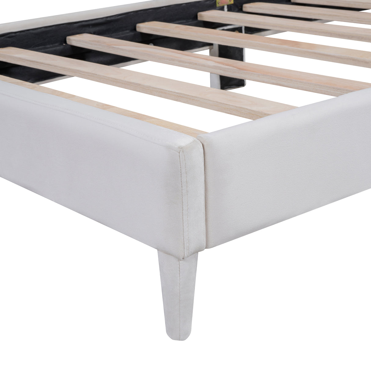 Twin Size Upholstered Cloud-Shape Bed ,Velvet Platform Bed with Headboard,No Box-spring Needed,Beige - V.I.P Digital Presence