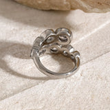 Stainless Steel Inlaid Zircon Bypass Ring - V.I.P Digital Presence