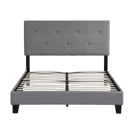 Full Size Upholstered Platform Bed Frame with Modern Button Tufted Linen Fabric Headboard Grey - V.I.P Digital Presence