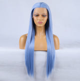Fashion Hand Ditch 13 * 2.5 Chemical Fiber Front Lace Blue False Long Hair Head Cover Natural Hairline Wig - V.I.P Digital Presence