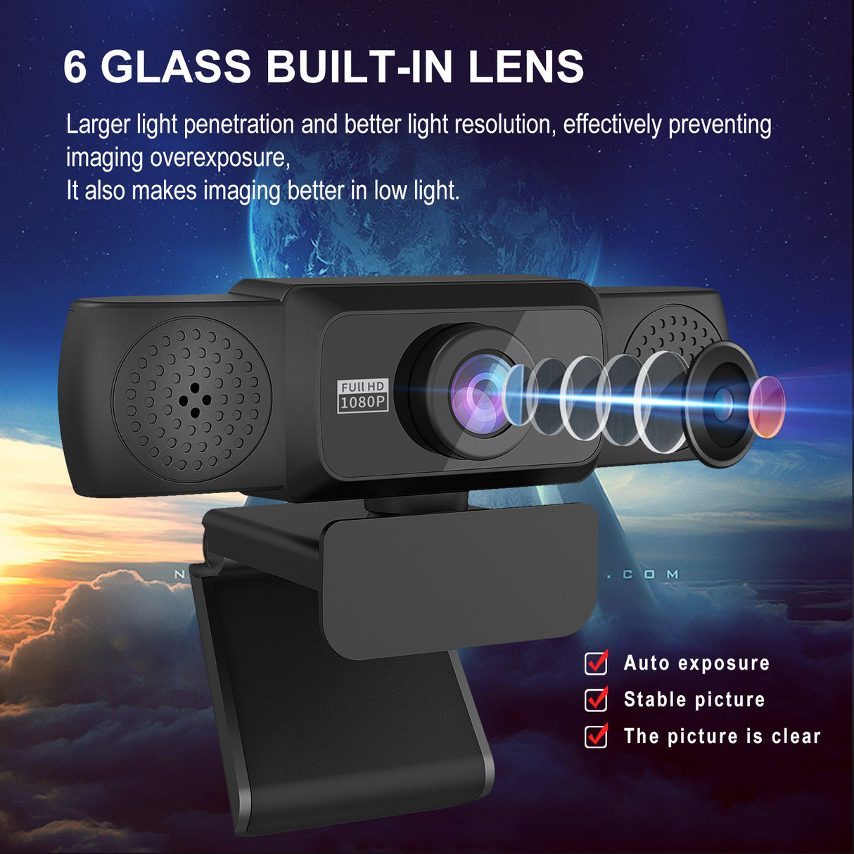 1080P high-definition computer camera with 360 degree rotatable video conferencing and live streaming of online courses - V.I.P Digital Presence