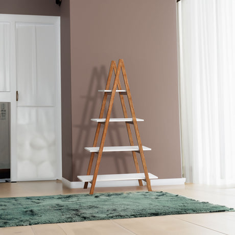 Solid bamboo wood oxford “A”frame ladder display bookshelf - V.I.P Digital Presence