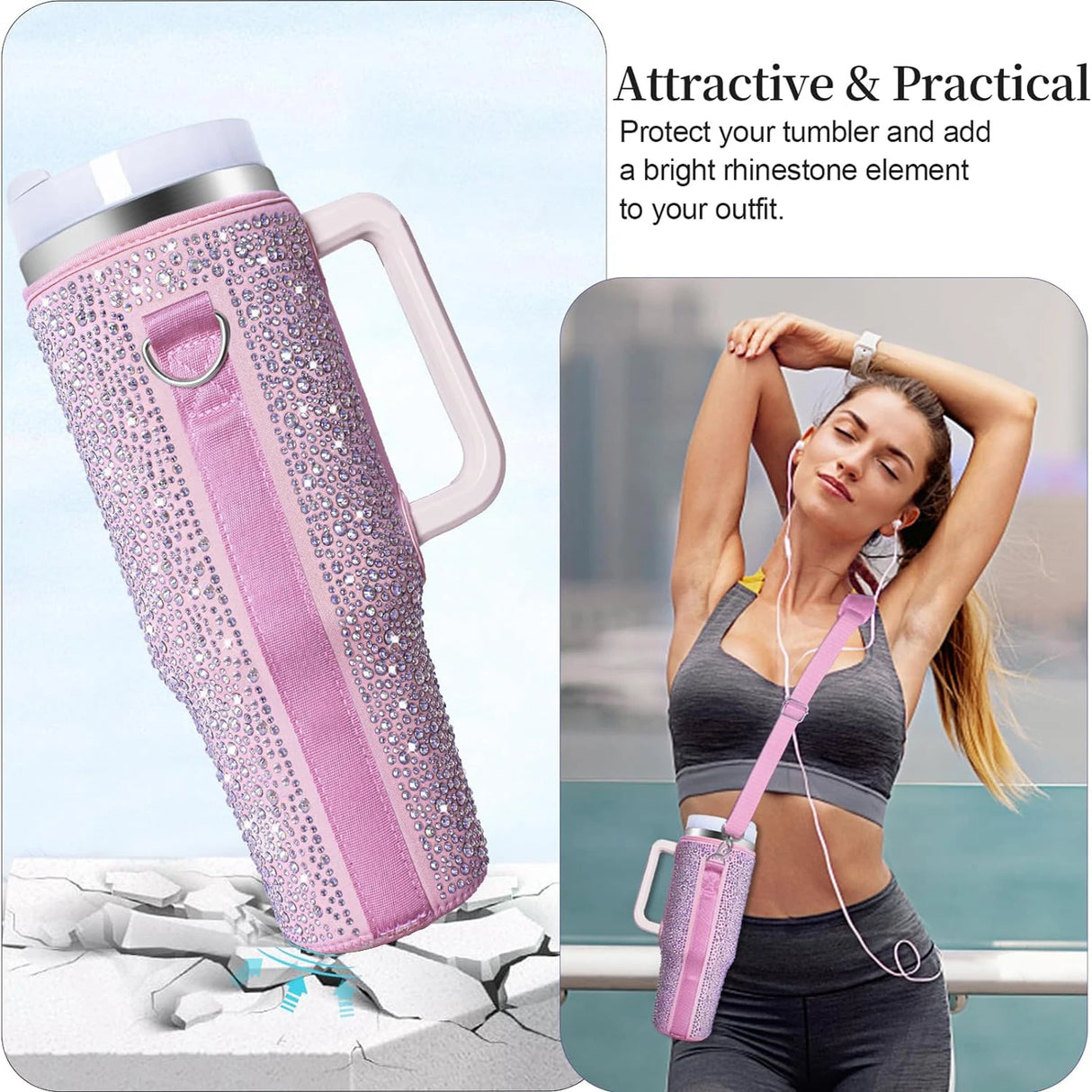 Diamond Mug Sleeves For  Portable Water Kettle Carrier Holder Bag With Straps Outdoor Drinkware Accessory - V.I.P Digital Presence