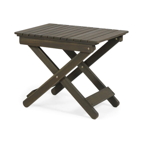 Outdoor Folding Wooden Side Table, Gray, 15"D x 22.75"W x 18.25"H - V.I.P Digital Presence