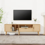 Vine TV stand with 2 cabinets and 2 open shelves, suitable for TVs under 80 inches, with solid wood legs for TV cabinets - V.I.P Digital Presence