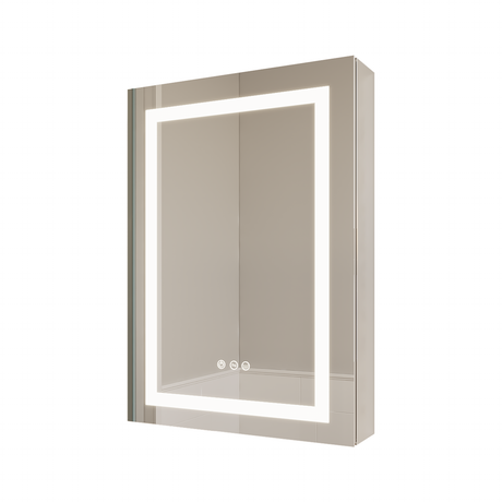 26x20 inch(Left Door) bathroom medicine cabinet with LED mirror 3000K~6000K single door lighting bathroom cabinet with touch switch adjusta - V.I.P Digital Presence