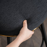 A set of 2 gray rotating bar stools - high backrest, adjustable, with elegant metal backrest decoration - V.I.P Digital Presence