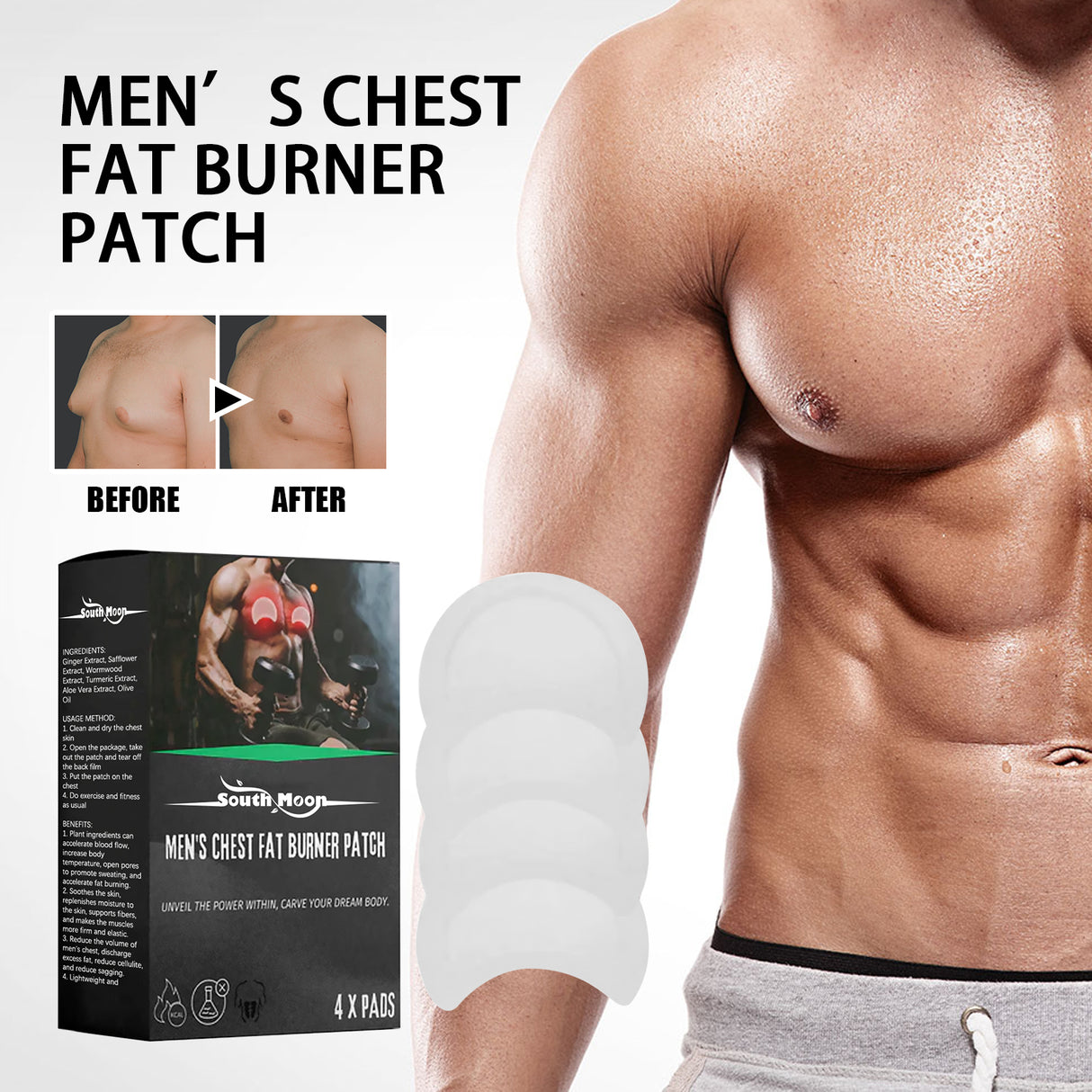 Men's Chest Fat Burner Patch, Chest Firming And Anti-sagging Chest Massage And Care Patch - V.I.P Digital Presence
