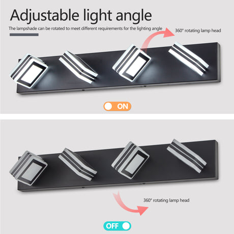 LED Modern Black Vanity Lights, 4-Lights Acrylic Matte Black Bathroom Vanity Lights Over Mirror - V.I.P Digital Presence