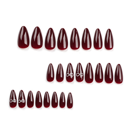Bow wear manicure long almond nails fake nails - V.I.P Digital Presence