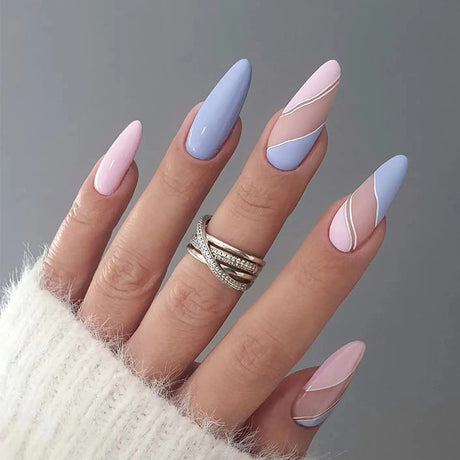 Finished manicure patches, wearable nails, drop-shaped manicure patches, contrasting color combinations - V.I.P Digital Presence