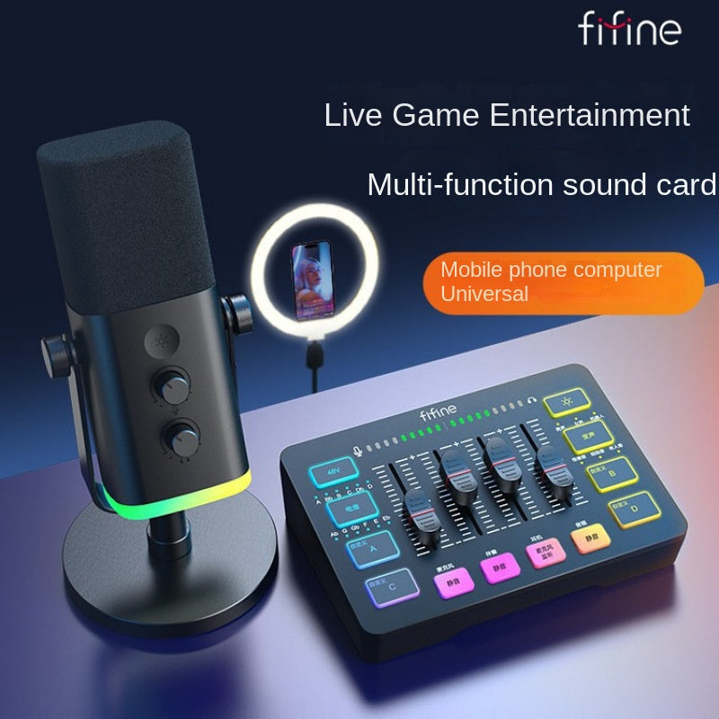 Fifine Game Live Streaming Equipment SC3 Full Set USB External Sound Card Microphone Desktop Karaoke - V.I.P Digital Presence