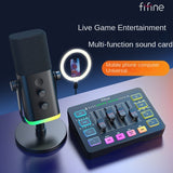 Fifine Game Live Streaming Equipment SC3 Full Set USB External Sound Card Microphone Desktop Karaoke - V.I.P Digital Presence