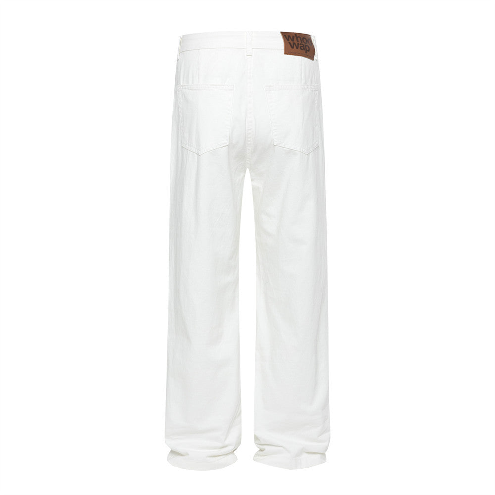 Loose Denim Pants Men's Street Trend Loose Straight Leg Trousers Pure Color Floor-Length Wide-Leg Long Pants - V.I.P Digital Presence