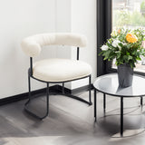 COOLCOOL Boucle dining chair set of two, medieval modern curved backrest chair, round cushion (beige Boucle) - V.I.P Digital Presence