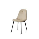 A set of 2 high back dining chairs with PU artificial leather soft cushions and metal legs, decorated with large soft cushions - V.I.P Digital Presence