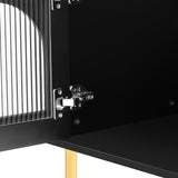 U-Can Modern TV Stand for TVs up to 80 Inches with 4 Cabinets with Metal Legs and Handles for Living room, Black - V.I.P Digital Presence