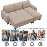 [New]81" Reversible Sectional Couch with Storage Chaise L-Shaped Sofa for Apartment Sectional Set Warm Grey