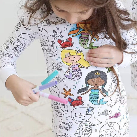 Children's graffiti pajamas DIY hand-painted colorable set for home decor coloring pajama sets - V.I.P Digital Presence
