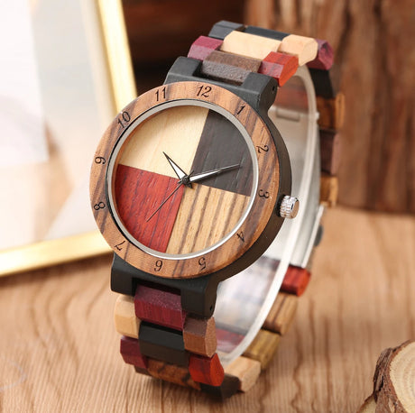 Vintage Wood Pattern Dial Quartz Watch for Men Women Colorful Wooden Bangle Watch Band Stylish Natural Wooden Couple Wristwatch - V.I.P Digital Presence