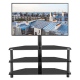 35.4 inch Black Multi-function TV Stand Height Adjustable Bracket Swivel 3-Tier - V.I.P Digital Presence