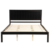 Platform Bed Frame with Headboard, Wood Slat Support  No Box Spring Needed  Queen Espresso