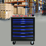 7 DRAWERS MULTIFUNCTIONAL TOOL CART WITH WHEELS-BLACK+BLUE - V.I.P Digital Presence