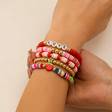 Bohemian style colorful soft ceramic elastic letter LOVE bead bracelet Bracelet - V.I.P Digital Presence