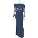 Women's Irregular Hem Pencil Dress Fitted One-Shoulder Long Sleeve Raglan Trendy Dress - V.I.P Digital Presence