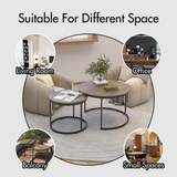 A set of nested coffee tables, 27.6-inch round coffee table, industrial wood veneer, with sturdy metal frame (brown) - V.I.P Digital Presence