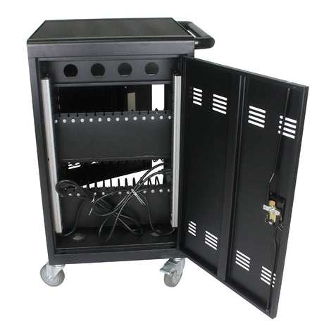 Mobile Charging Cart and Cabinet for Tablets Laptops 30-Device With Combination Lock--Black - V.I.P Digital Presence