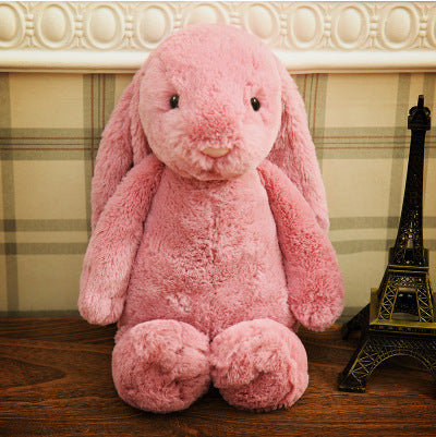 Muñeco de peluche de conejito bordado, conejito de orejas largas, bebé durmiendo con un muñeco de conejito de orejas grandes