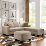 [New] [VIDEO provided] 81.1*76.3*35" Reversible Sectional Couch with Storage Ottoman L-Shaped Sofa Warm Grey