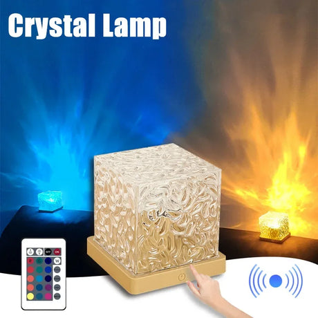 3/16 Colors Dynamic Rotating Water Ripple Projector Night Light Flame Crystal Lamp for Living Room Study Bedroom Bedside Decor - V.I.P Digital Presence