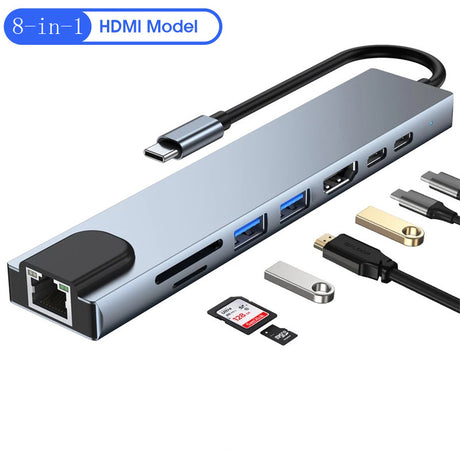 Eight in one docking station Type-C to network card HDMI multifunctional laptop converter - V.I.P Digital Presence