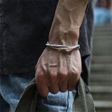 Handmade Twisted Wire Bracelet Men's Trendy Retro Pure Silver Open Bracelet Niche Design Jewelry - V.I.P Digital Presence