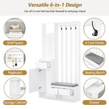 39.3'W70.8'H multifunctional corridor shoe cabinet with soft padded nail board and white clothes hanger with entrance hook - V.I.P Digital Presence