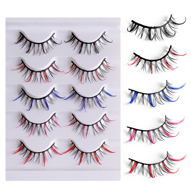 Color false eyelashes 5D multi-layer thick cross mink eyelashes 5 pairs of eyelashes - V.I.P Digital Presence