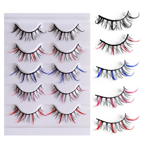 Color false eyelashes 5D multi-layer thick cross mink eyelashes 5 pairs of eyelashes - V.I.P Digital Presence