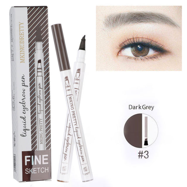 Makeup Micro Sculpture Fine Grain Eyebrow Pen Four Fork Eyebrow Pen Anti Sweating and Non Staining Liquid Eyebrow Pen Four Head - V.I.P Digital Presence