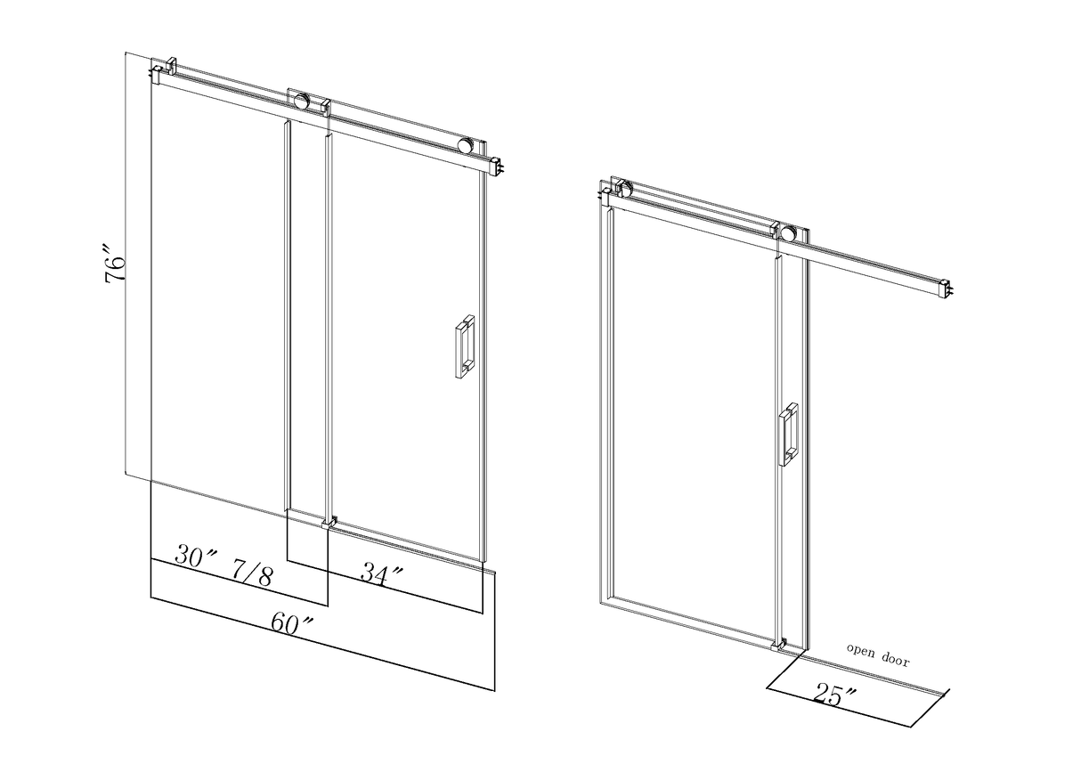 Elan 56 to 60 in. W x 76 in. H Sliding Frameless Soft-Close Shower Door with Premium 3/8 Inch (10mm) Thick Tampered Glass in Matte Black 22D01-60MB - V.I.P Digital Presence
