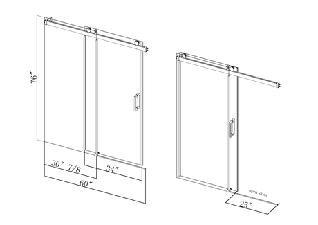 Elan 56 to 60 in. W x 76 in. H Sliding Frameless Soft-Close Shower Door with Premium 3/8 Inch (10mm) Thick Tampered Glass in Matte Black 22D01-60MB - V.I.P Digital Presence