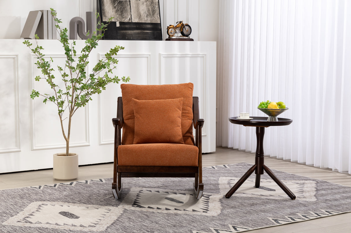 woven fabric Mid Century Modern Accent Chairs Comfy Upholstered Glider Arm Chair with Solid Wood for Living Room Bedroom Balcony - V.I.P Digital Presence