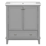30inchgrey Bathroom Vanity with Sink ComboMulti-functional Bathroom Cabinet with Doors and Drawer Solid Frame and MDF Board - V.I.P Digital Presence
