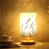 Linen Table Lamp LED Linen Night Lamp w/Warm White Light Linen Nightstand Lamp USB Powered Wooden Beside Lamp - V.I.P Digital Presence