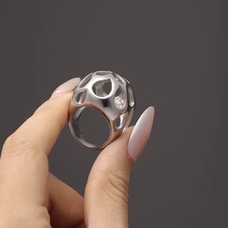 Large aperture hollow exaggerated heavy-duty stainless steel ring - V.I.P Digital Presence